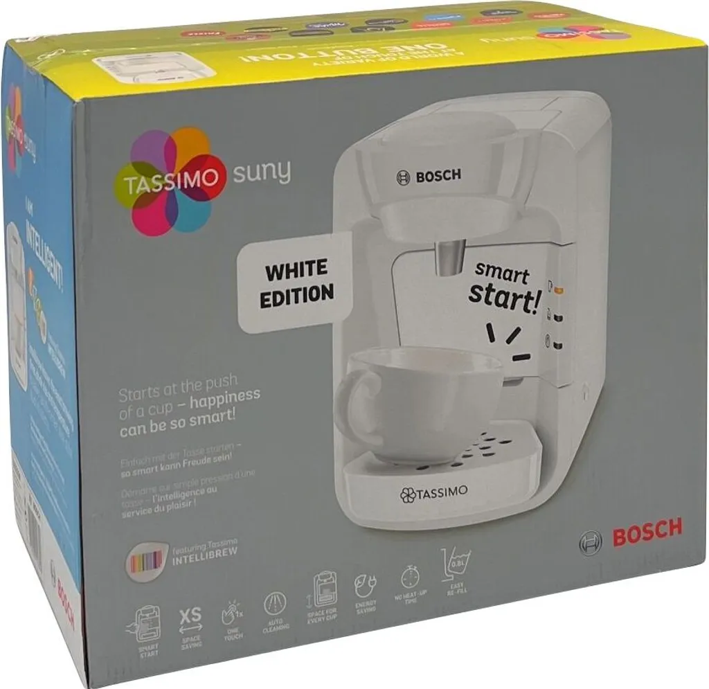 Machine à café compacte Bosch TAS3104 blanche pour petit déjeuner rapide