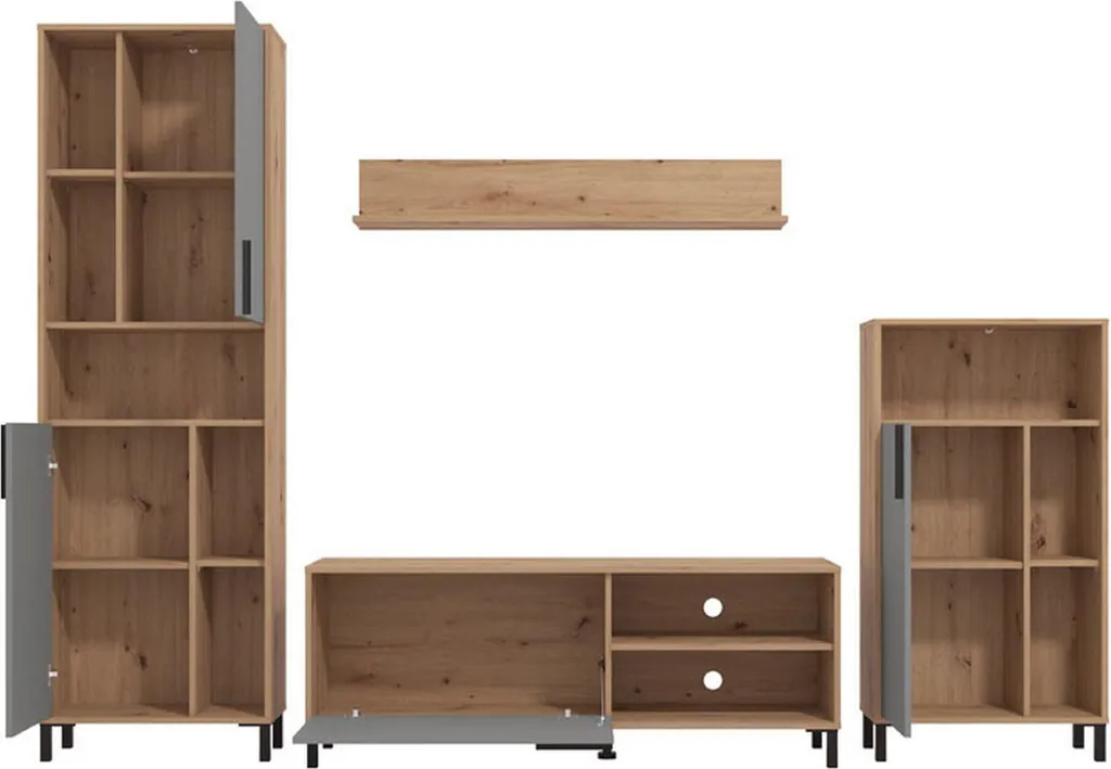 Civitate Mur Modulable 279x38x193h cm Anthracite - Bibliothèque Design - 9