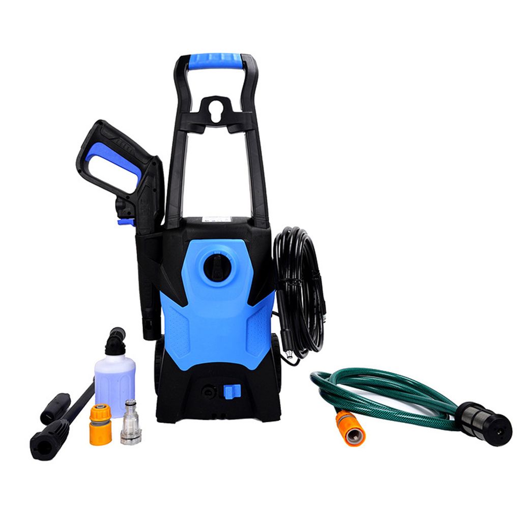 Elektro Hochdruckreiniger,1200W Motor,220V,180 bar Druck, 5 m Hochdruckschlauch, inkl. Zubehör,für Autos, Häuser, Terrassen, Zäune, blau