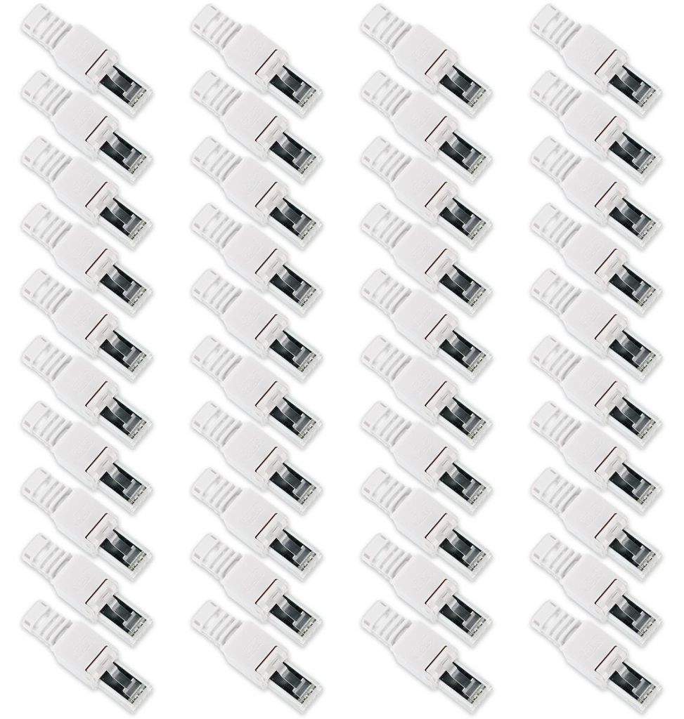 40x CAT 6A RJ45 Netzwerk Stecker Netzwerkstecker CAT 7 6 5 LAN Kabel werkzeuglos