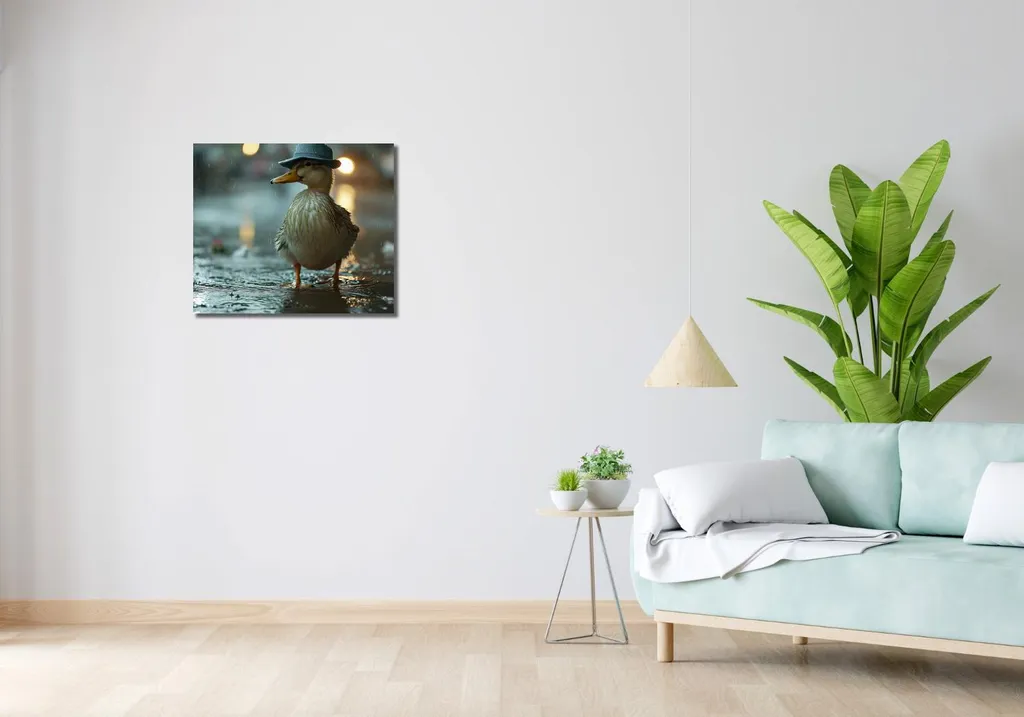 Idea Regalo Quadro Anatra con Cappello 60x50 cm - Simpatico e Chic - 2