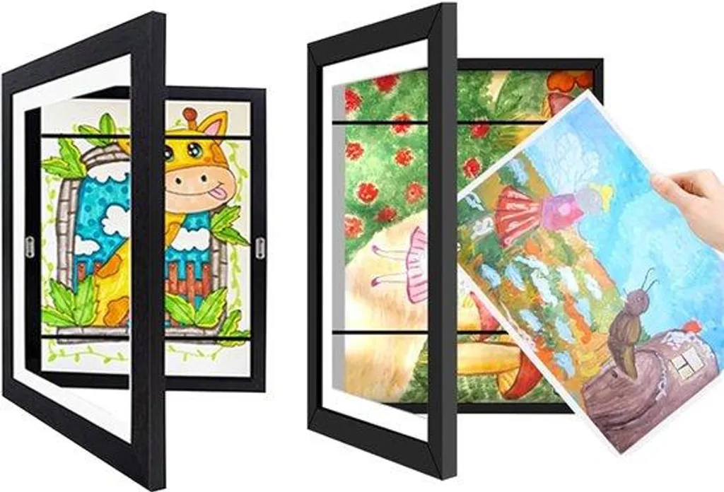 Support Affichage Dessin Enfant Noir A4 pour Exposition Murale - 2 pcs