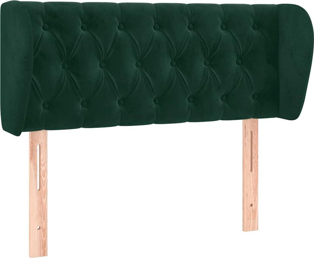 vidaXL Kopfteil mit Ohren Dunkelgrün 103x23x78/88 cm Samt