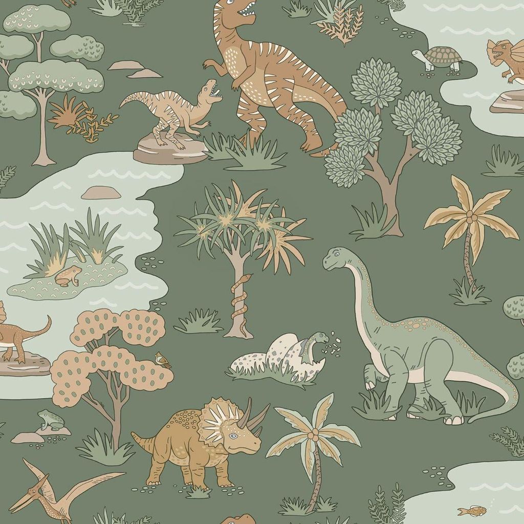 Holden Décor - "Dino Zoo" Strukturtapete AG3832 (10 m x 53 cm) (Grün)
