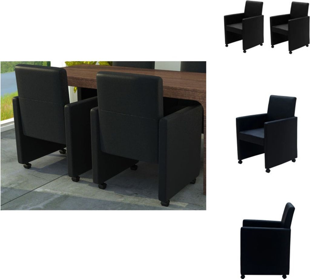 vidaXL Esszimmerstühle 2 Stk. Schwarz Kunstleder - Esszimmerstühle