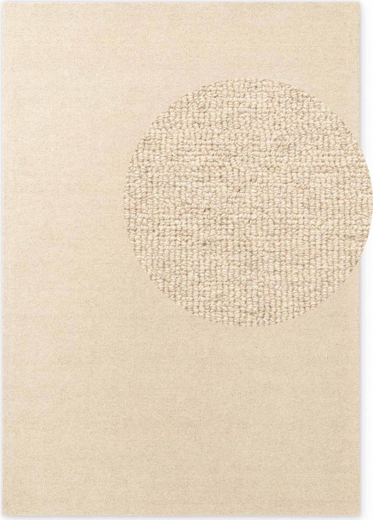 Elle Decoration Puristic Fine Bouclé Wollteppich Knots Hellbeige