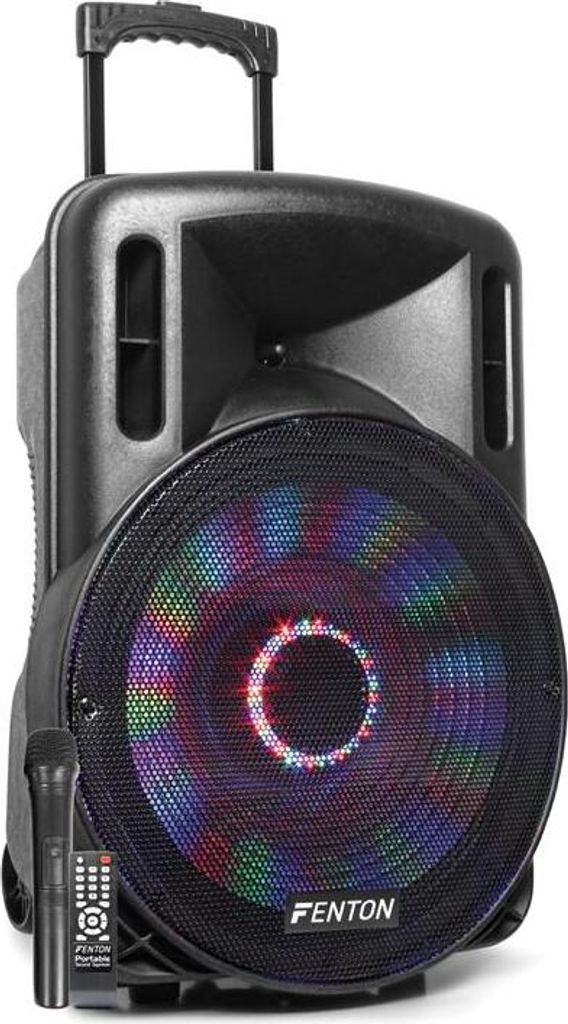 FT15LED Aktiv-Lautsprecher 15" 800W BT/USB/SD/AUX-In LED Mikro Trolley