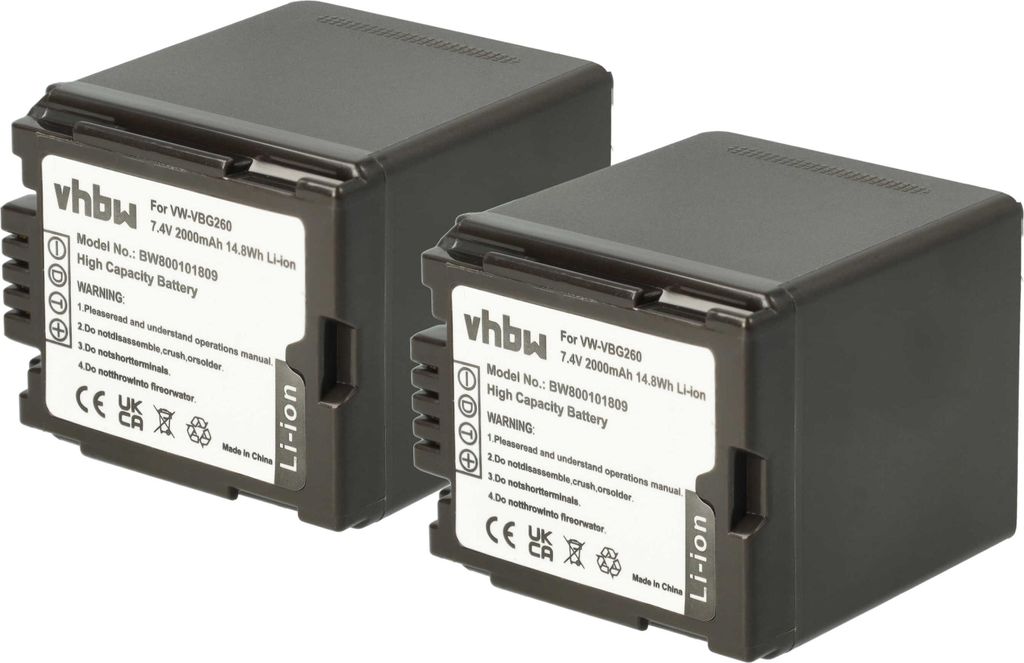 vhbw 2x Akku kompatibel mit Panasonic HDC-SD600, HDC-SD300, Produktbild 