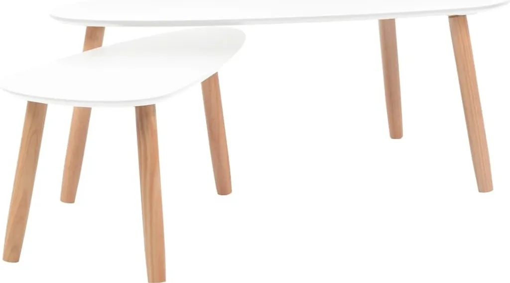 Trasforma il tuo Salotto: Set 2 Tavolini SYFAX Legno Massello Bianco