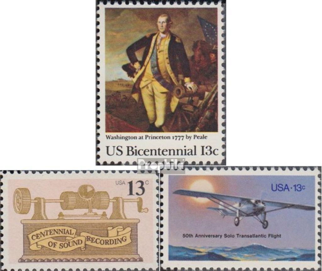 Briefmarken USA 1977 Mi 1291,1293,1298 (kompl.Ausg.) postfrisch Unabhängigkeit-Schlacht von Princeton