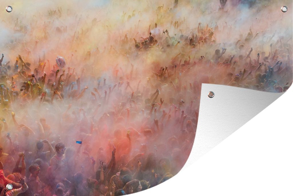 MuchoWow 90x60 cm Outdoor-Poster Gartendeko Sichtschutz Garten Poster für den Garten Holi-Festival