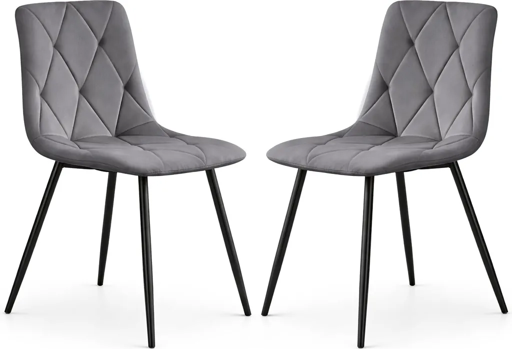 Set 2 Sedie Milo Velluto Grafite Scuro - Sedie Moderne Gambe Nere