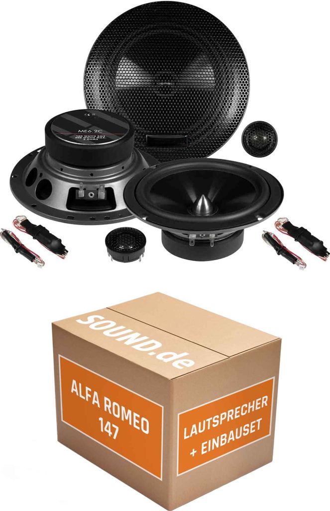 Lautsprecher Boxen Einbaupaket hinten Musway ME6.2C passend für Alfa Romeo 147 | 2x Tief-Mitteltöner 2x Hochtöner