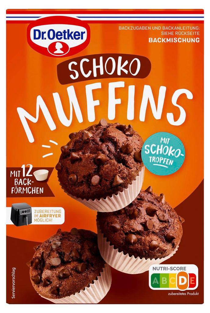 Dr. Oetker Muffins Schoko Extra saftig und mit Produktbild 