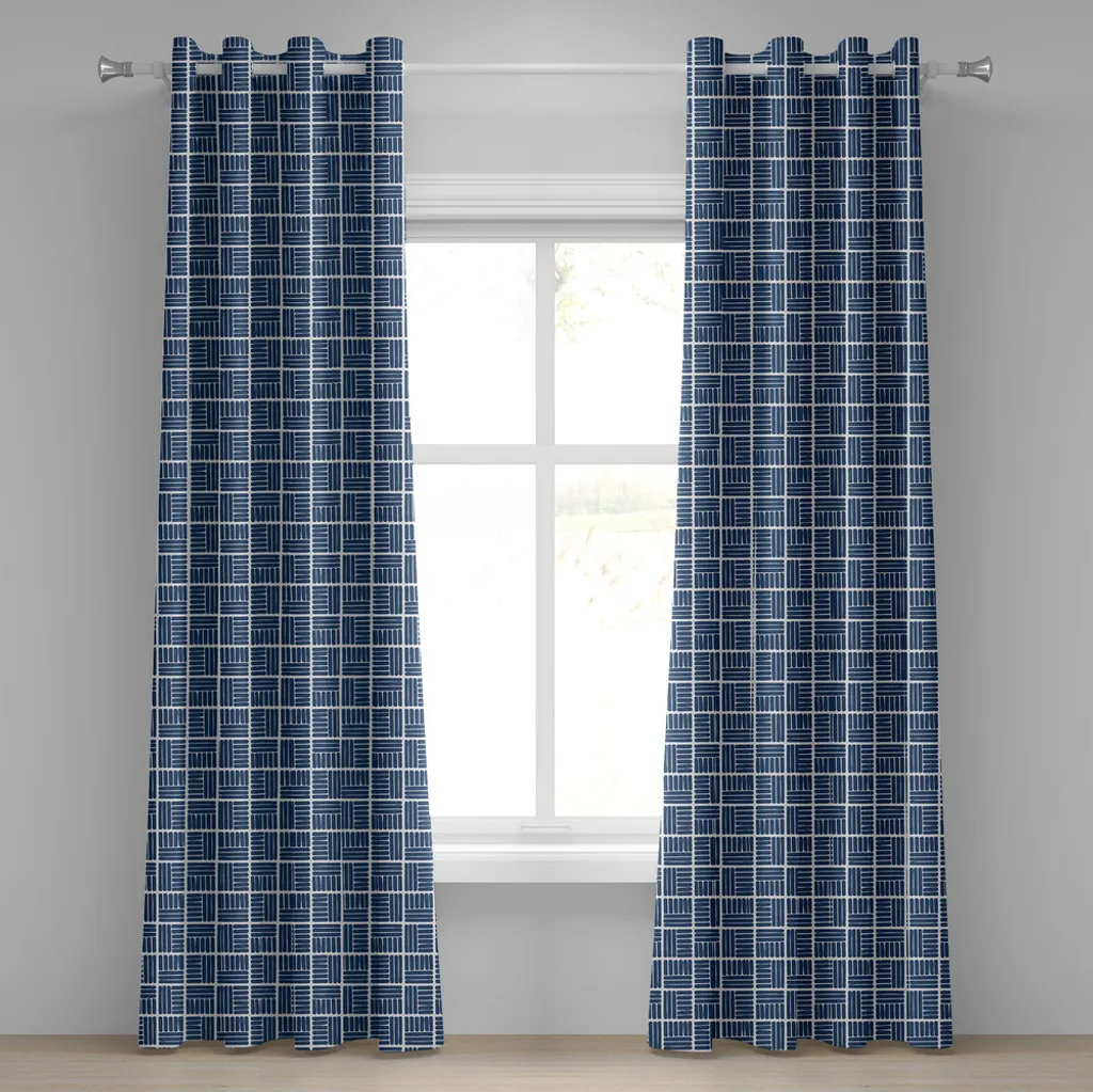 Tenda Geometrica ABAKUHAUS 280x245 Blu Notte e Bianco con Occhielli