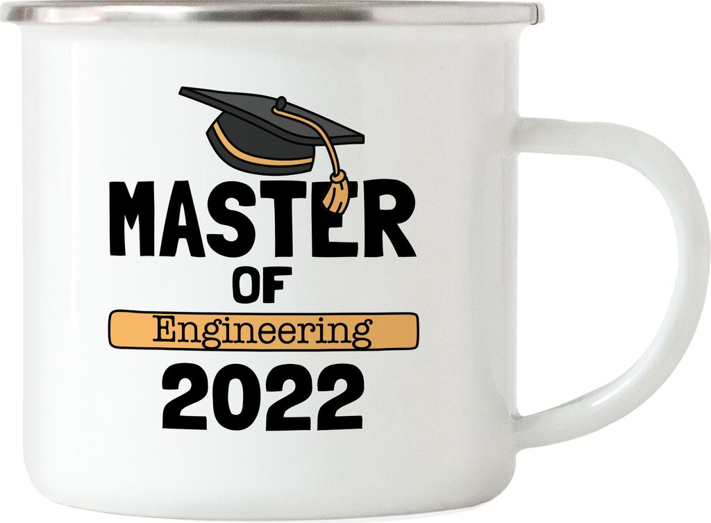 Master of Engineering 2022 Emaille Tasse Blau Studium Absolvent Abschluss Geschenk Masterabschluss Uni