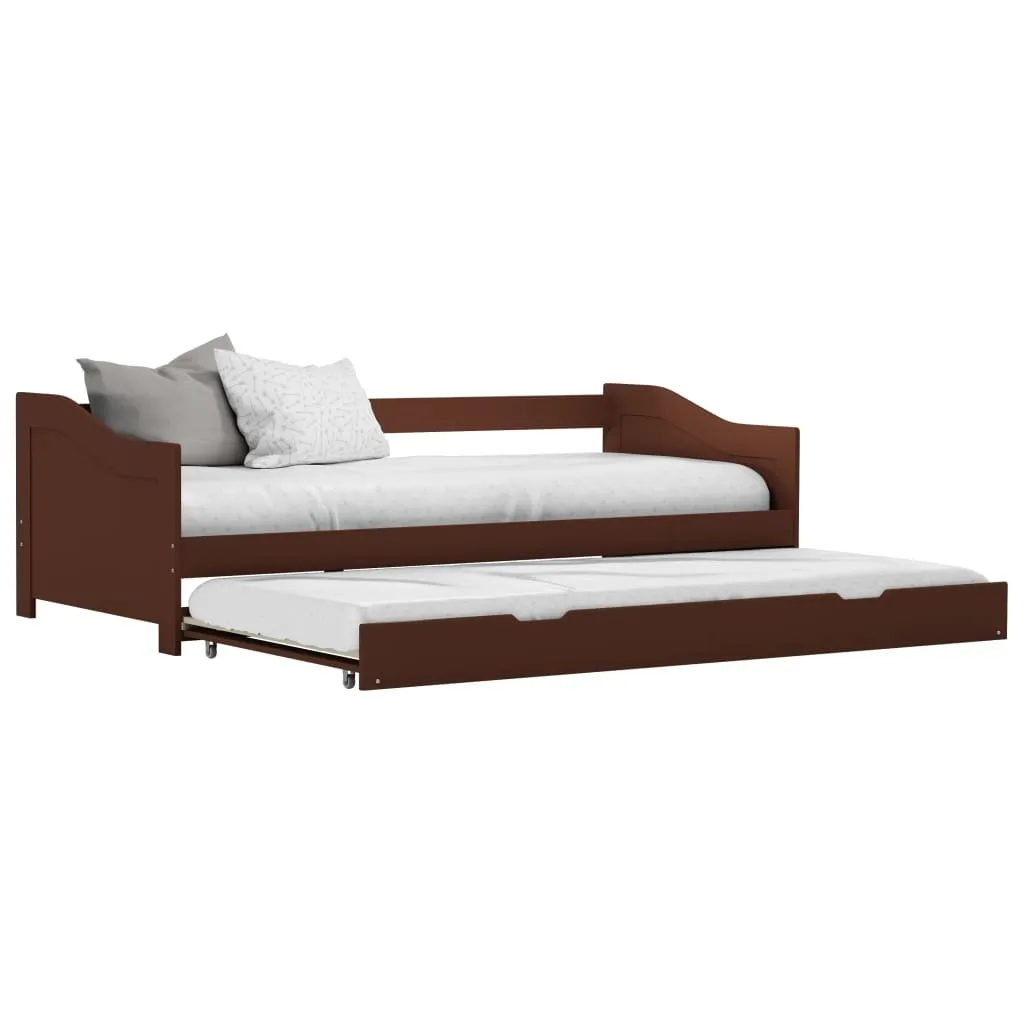 vidaXL Canapé-lit Cadre de lit en Pin Brun Foncé 90x200 cm Robuste