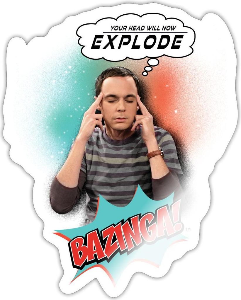 Spreadshirt The Big Bang Theory Sheldon Head Will Explode Sticker Aufkleber, 10 x 10 cm, Weiß glänzend