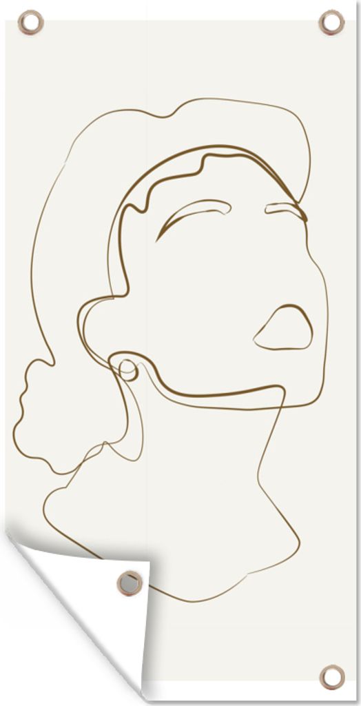 MuchoWow 30x60 cm Outdoor-Poster Gartendeko Sichtschutz Garten Poster für den Garten Frauen - Linienkunst - Minimalismus