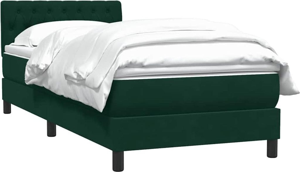 vidaXL Boxspringbett mit Matratze Dunkelgrün 80x220 cm Samt