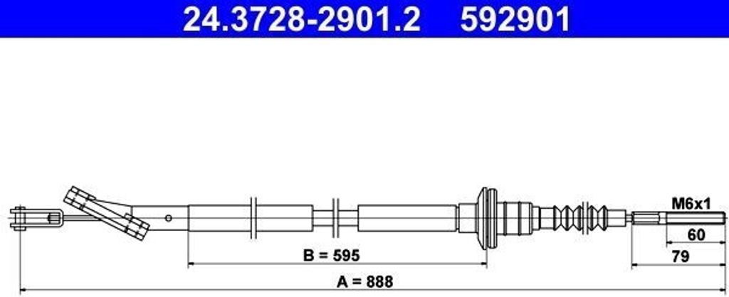 ATE 24.3728-2901.2 - OE 96339736 Kupplungsseil für Aveo (T200), Aveo (T250, T255)