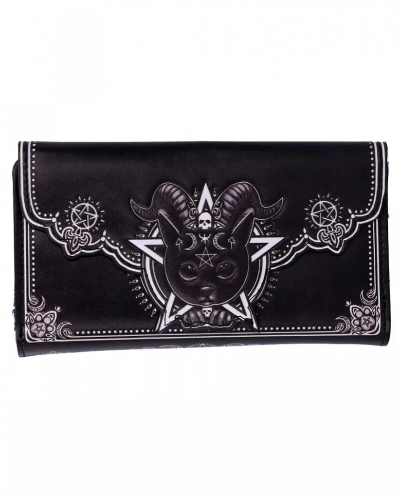 Grand Portefeuille Long pour Femme Pawzuph en Similicuir Noir Relief