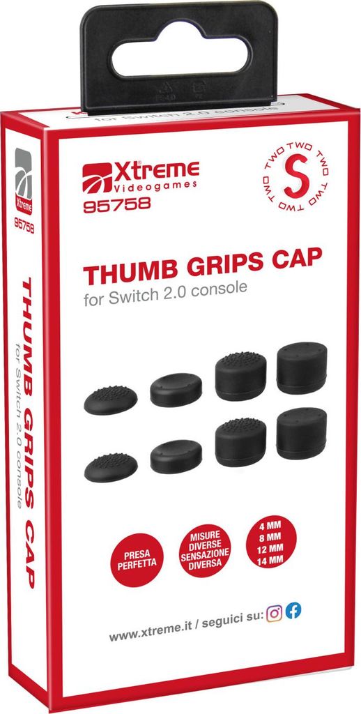 Xtreme 95758, Nintendo Switch 2, Thumbstick, Schwarz, Silikon, 8 Stück(e), Karton mit Aufhänger