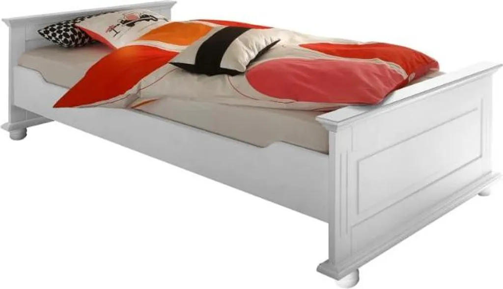 Lit simple Laurel 90x200 cm blanc en bois robuste pour chambre enfant