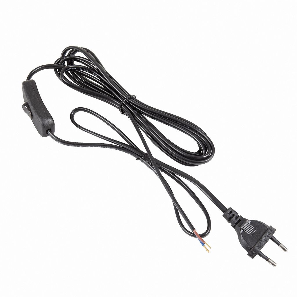 Netzkabel 3 m Eurostecker + Schalter 300 SW C7 schwarz Produktbild 