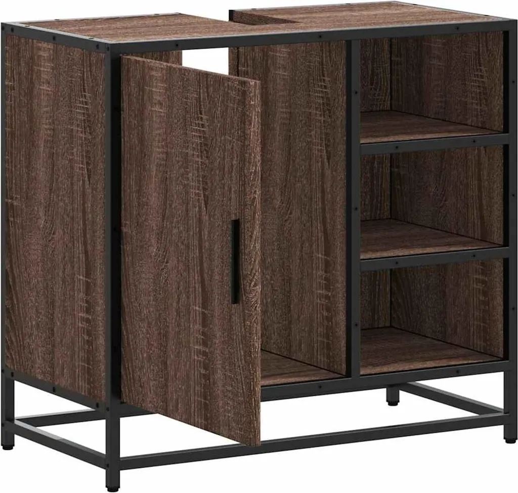 Pensile Da Bagno VidaXL In Rovere Marrone 60x25x30 Cm – Anta Con Chiusura Soft-Close, Montaggio A Parete