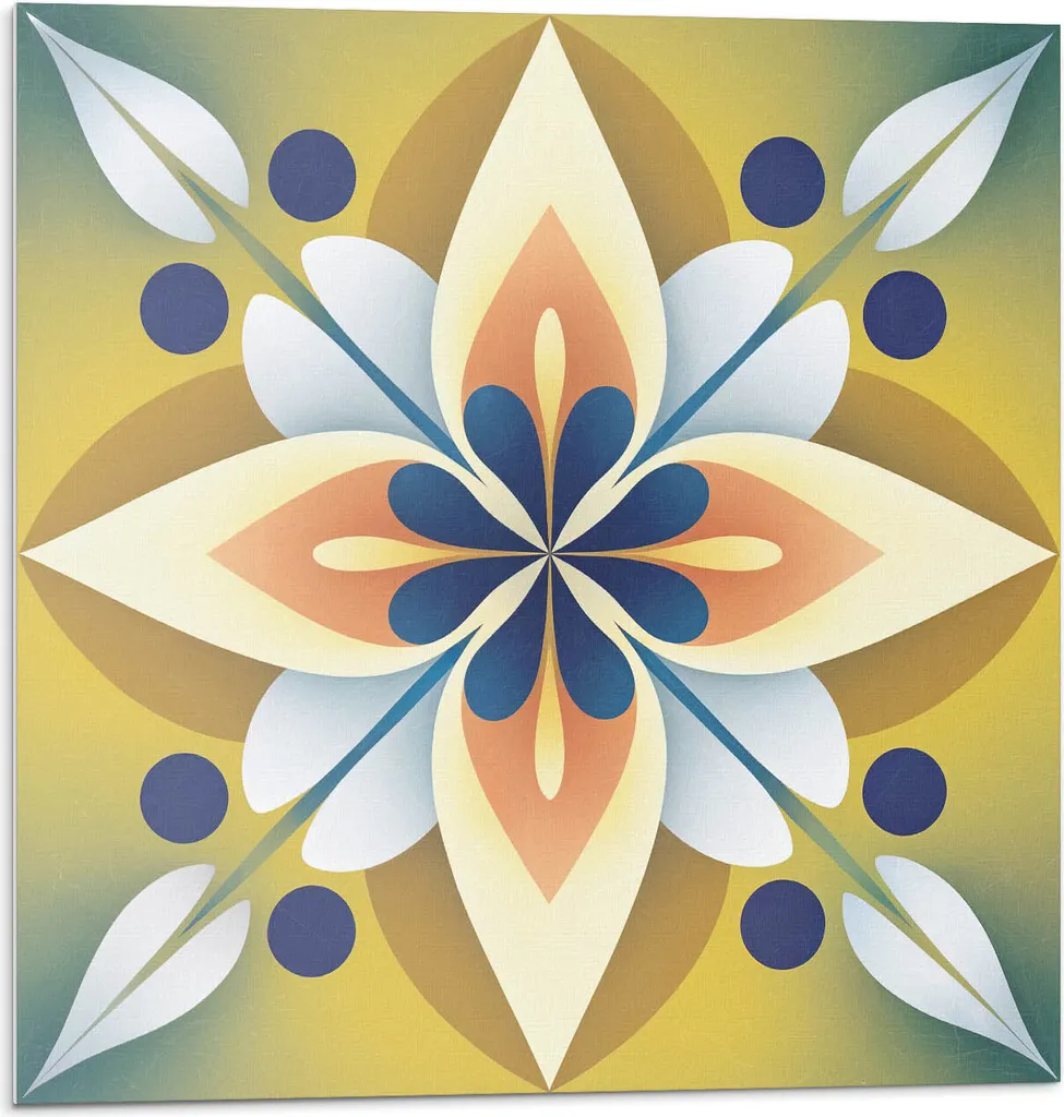 Motivo mandala floreale - Autoadesivo - Rivestimenti murali - Pannello murale - Decorazione murale - Pannelli murali decorativi - Pannelli murali 3D - Design murale autoadesivo - 4 pezzi 50 x 50 cm