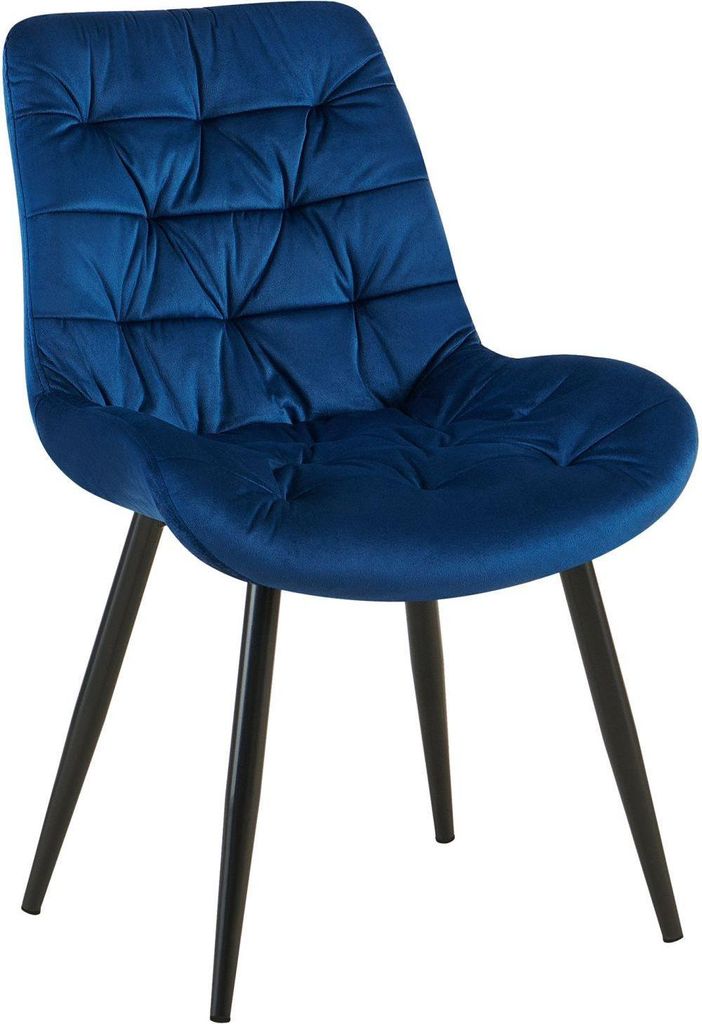 Esszimmerstuhl, Samtsessel, hoher Sitzkomfort - zeitloser Look, Farbe: Dunkelblau