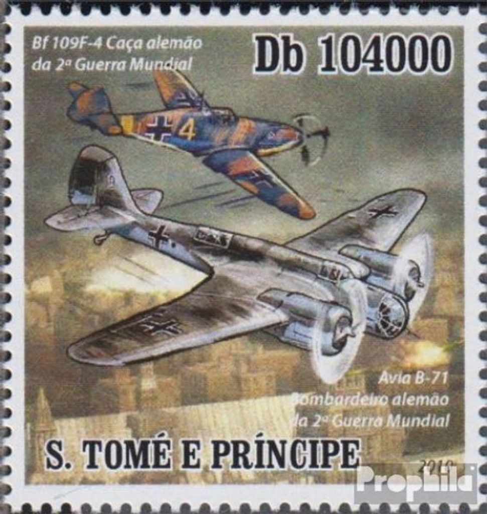 Briefmarken Sao Tome e Principe 2010 Mi 4326 (kompl.Ausg.) postfrisch Jagdflugzeuge des 2. Weltkriegs