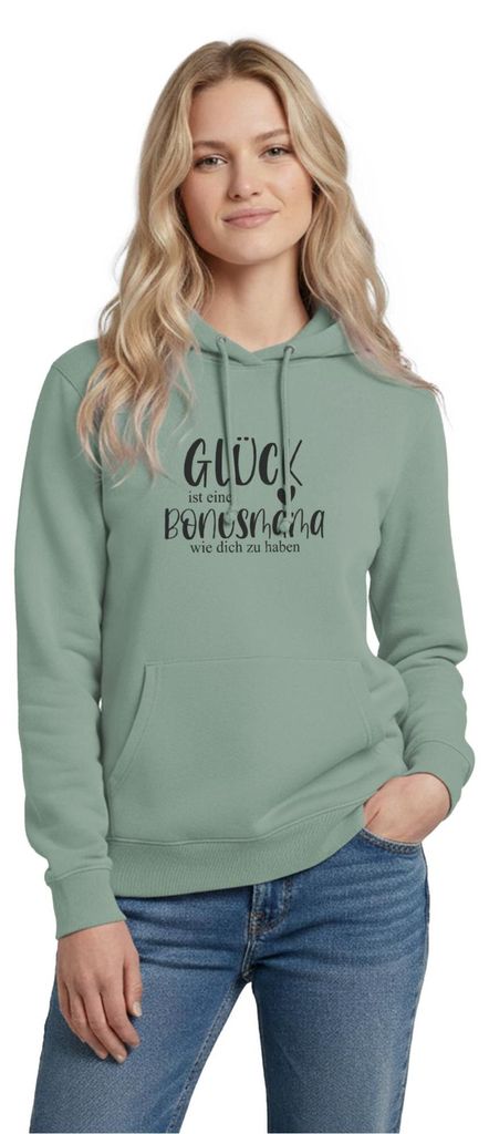 Spreadshirt Bonusmama | Glück Ist Eine Bonusmama Wie Du Damen Hoodie, XXL, Graugrün