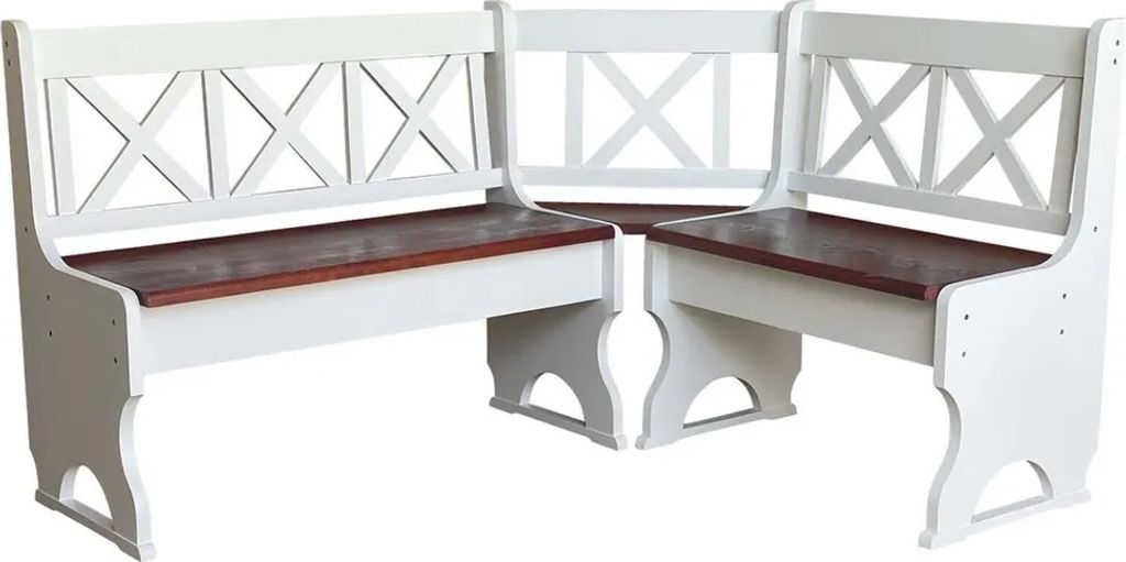 Banc d'angle II blanc en pin avec assise en couleur Image du produit 
