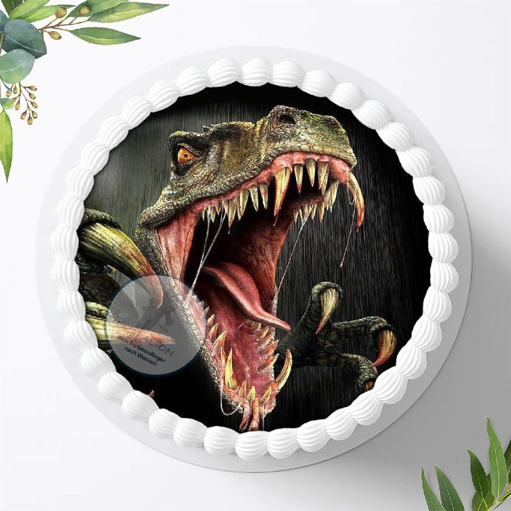 Für die Geburtstags Torte, Zuckerbild mit dem Motiv: Dinosaurier , Dino, Essbares Foto für Torten, Fondant, Tortenaufleger Ø 20cm, 0288c