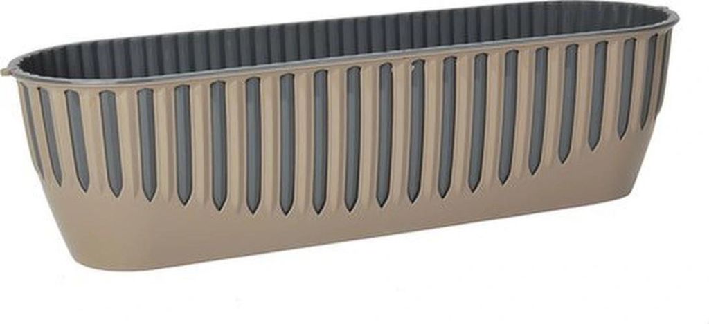 2 Balkonkästen Taupe Piano Blumenkästen Mokka Serinova Beige Fensterbank Pflanzkasten 51cm mit Wasserabfluss