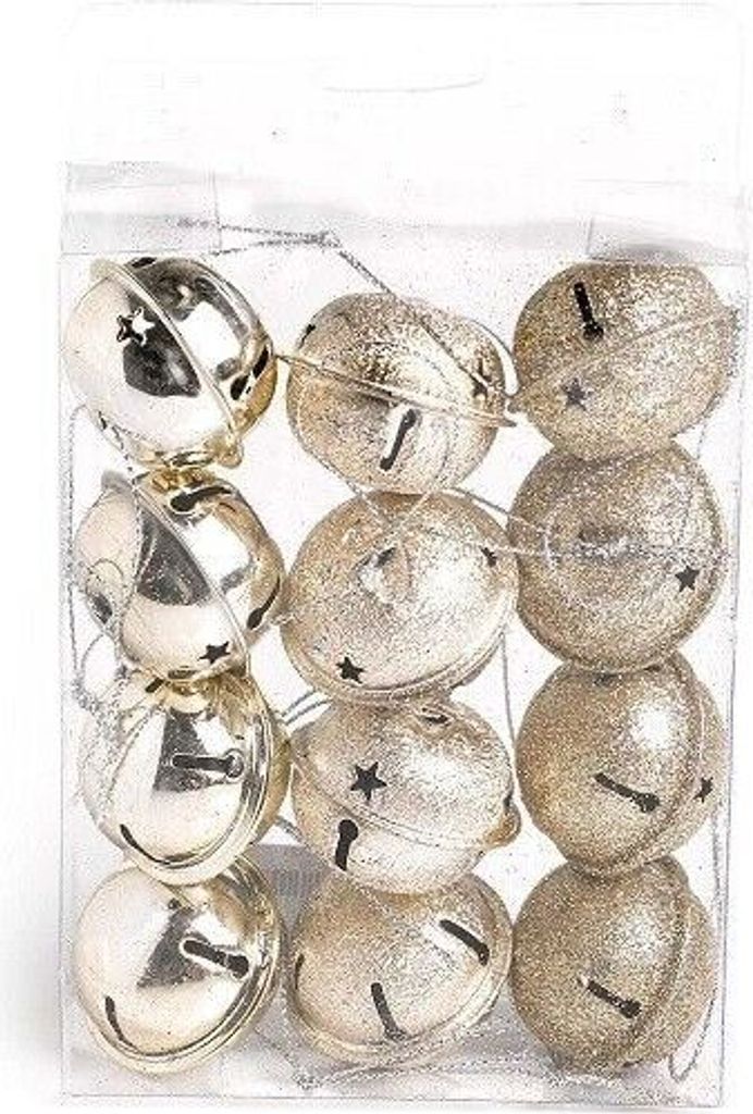 Glocken Metallglocken Weihnachten Baumschmuck gold 12 tlg Produktbild 