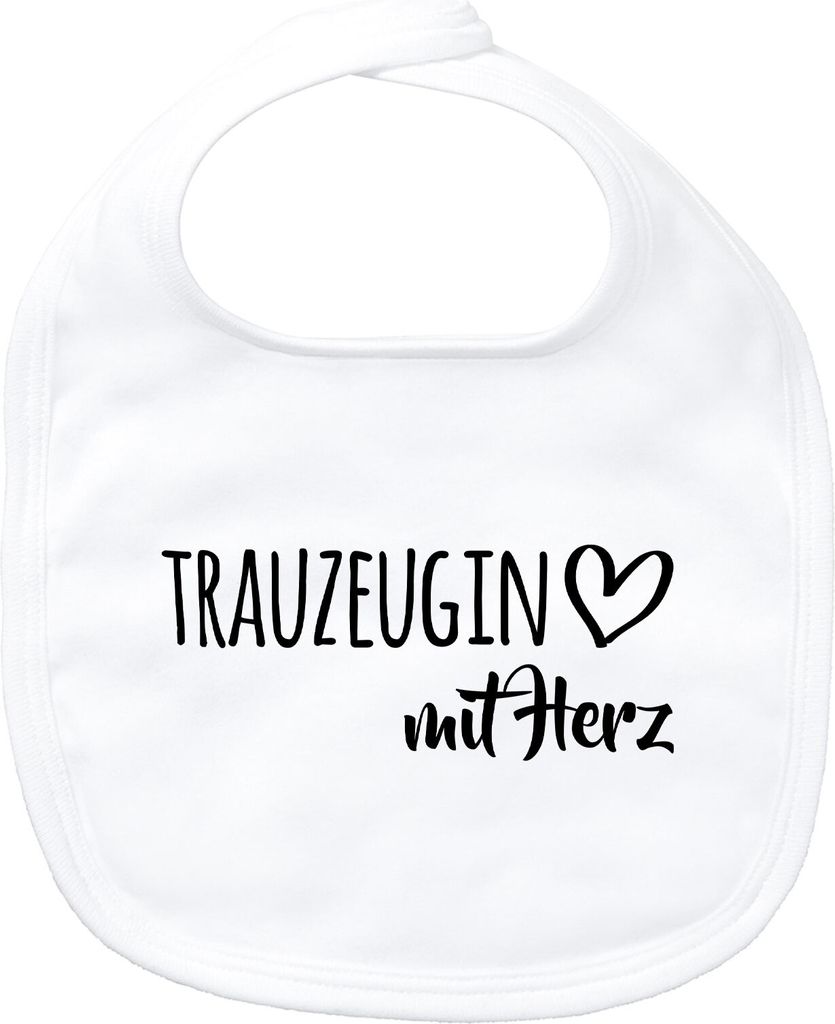 Huuraa Baby Lätzchen Trauzeugin mit Herz White Klettverschluss Baumwolle Latz Geschenkidee