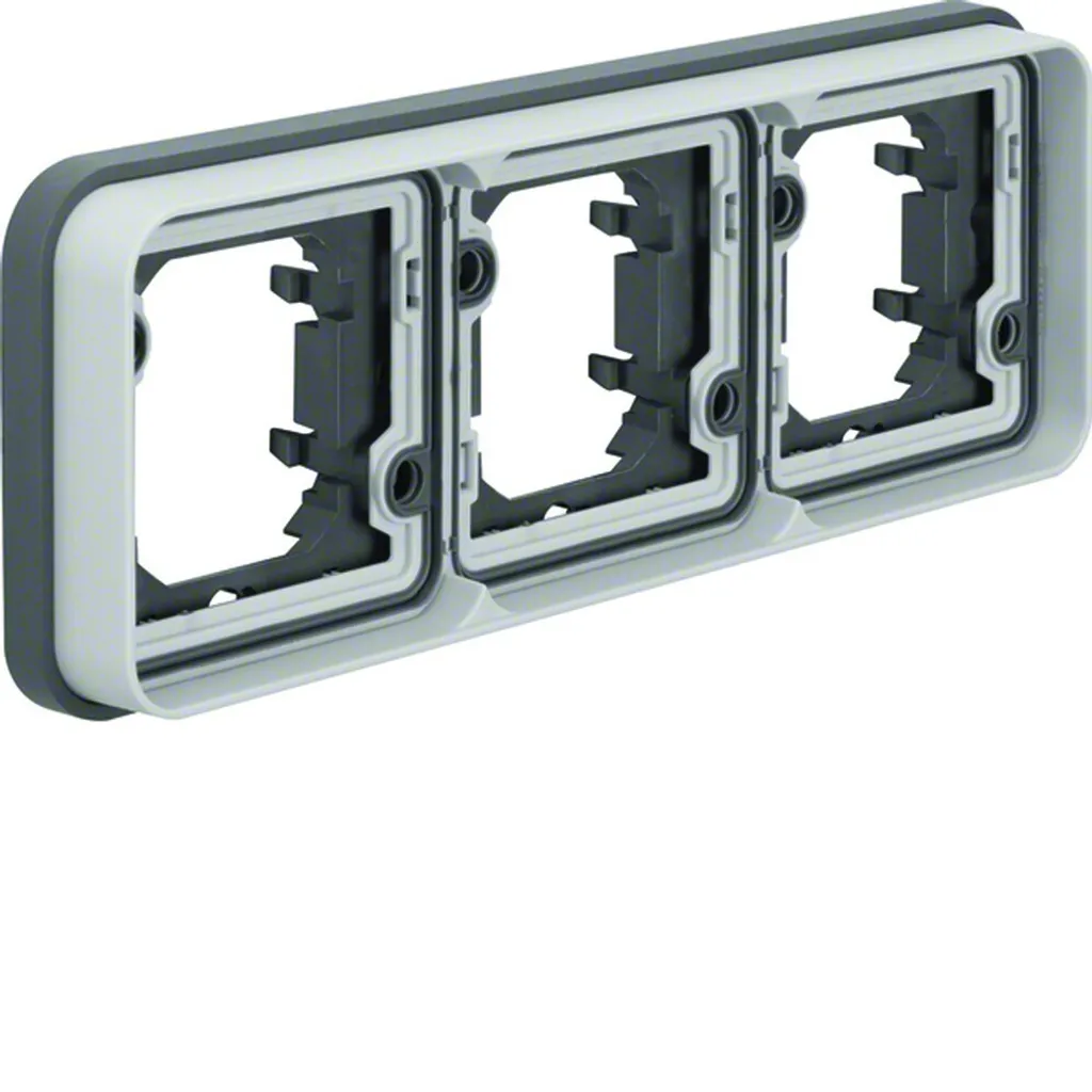Plaque de finition 3 postes horizontale gris clair pour interrupteur