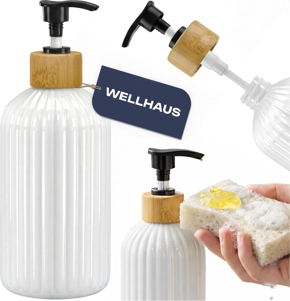 WELLHAUS Seifenspender/Shampooflasche 500ml, Weiß, Glänzend