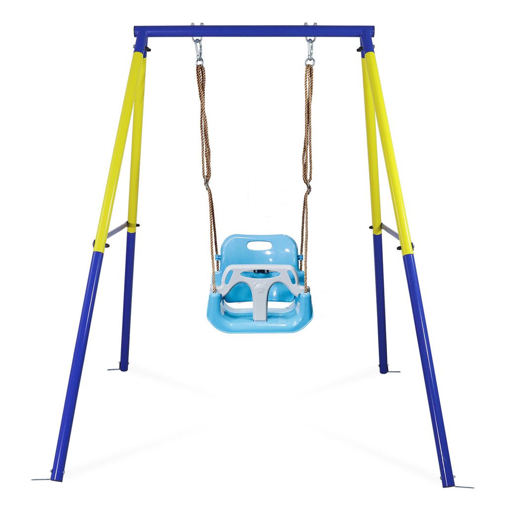 CCLIFE Babyschaukel mit Schaukelgestell Kinderschaukel Schaukelgerüst Outdoor und Indoor Verstellbar Ab 2 Jahren ZERRO