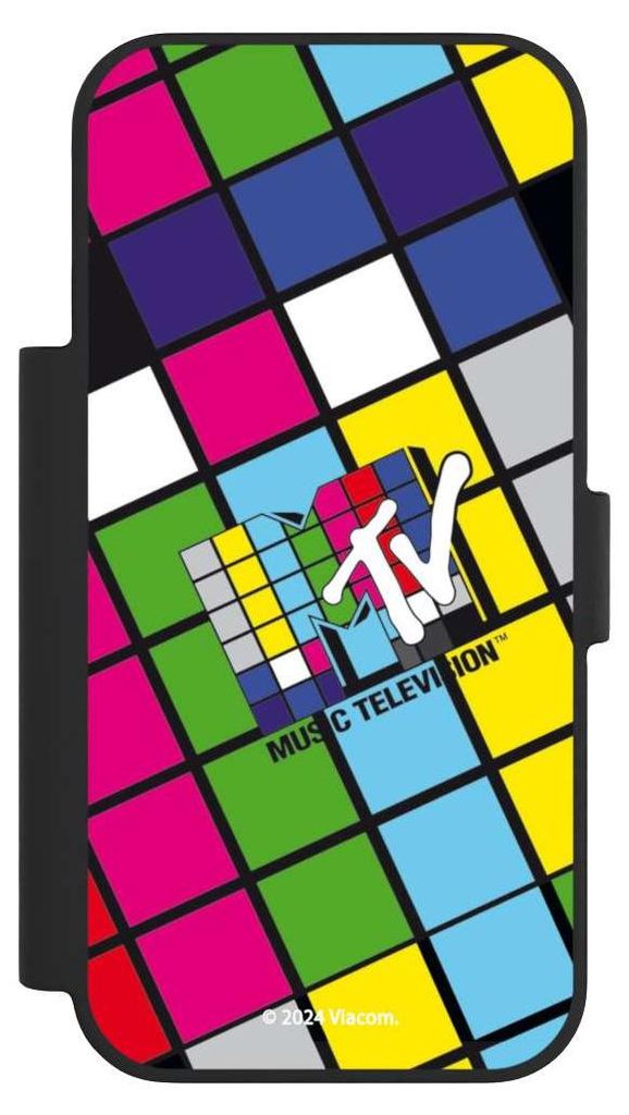NIVOCASE Klapphülle für Apple iPhone 17 Pro Handyhülle aus Kunst Leder NIVOflip schwarz Fanartikel Offizielles Lizenzprodukt MTV Music Televison