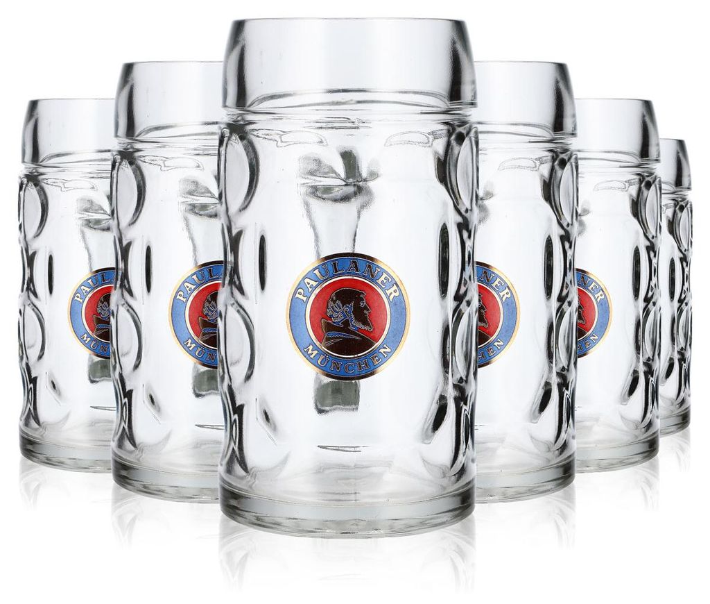 6x  Paulaner Bier Glas Bierseidel Bierhumpen 0,5l Krug Produktbild 
