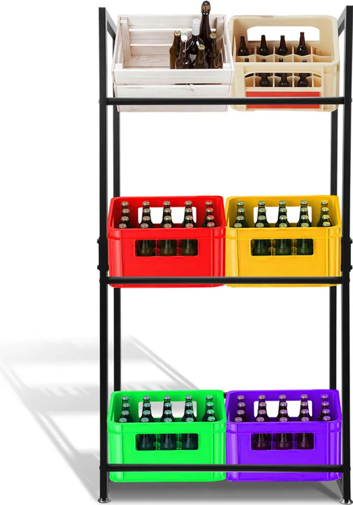 Portacasse 6 Posti Metallo 105x32x85cm - Supporto Casse Bibite