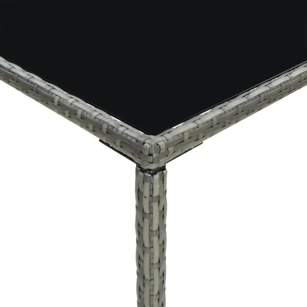 Tavolo Bar Giardino Grigio 70x70x110 cm Poly Rattan e Vetro | Offerta - 5