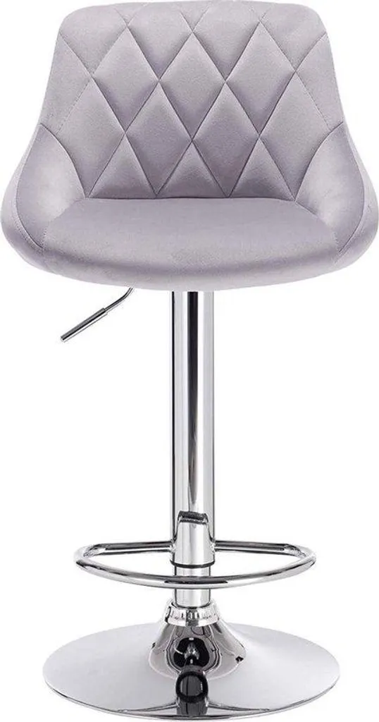 Tabouret de bar ergonomique velours gris clair Deluxe pour mal de dos