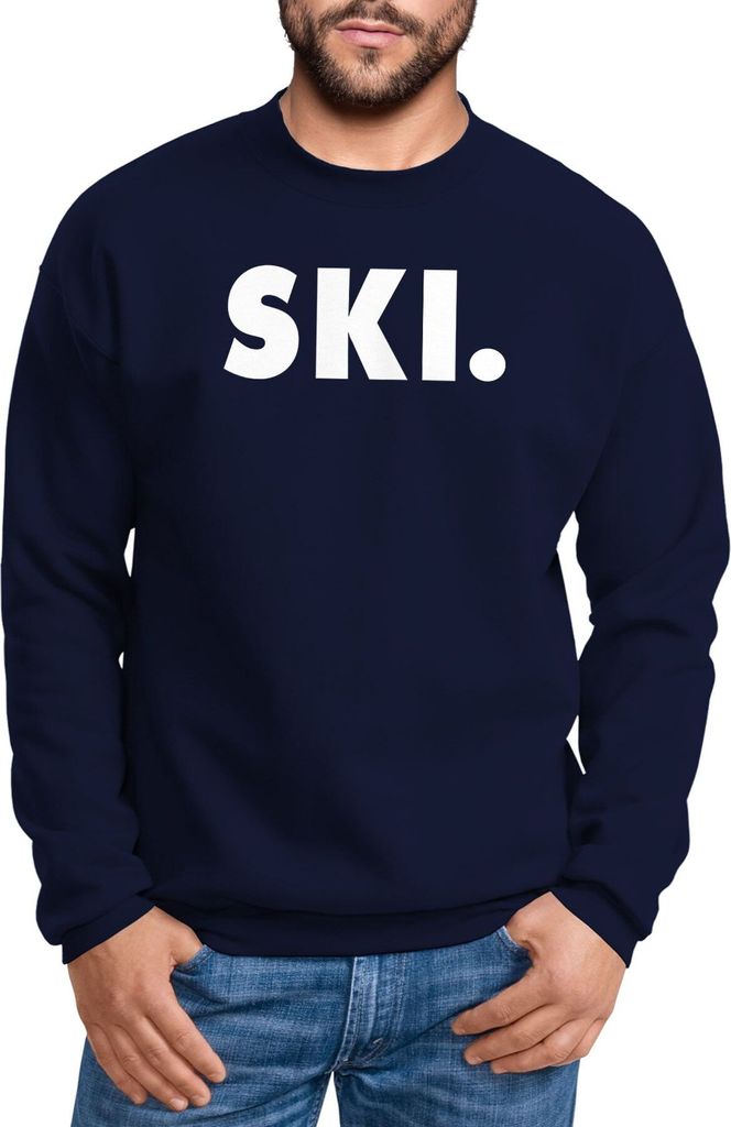 Sweatshirt Herren Ski Wintersport Wintersportler Ski-Fahrer Ski-Pullover Rundhals-Pullover Moonworks navy S