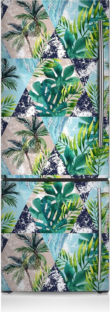 Kühlschrank Aufkleber Kühlschrankmagnete Dekoration Kühlschrankfolie 60x205 cm - Tropisches Mosaik.