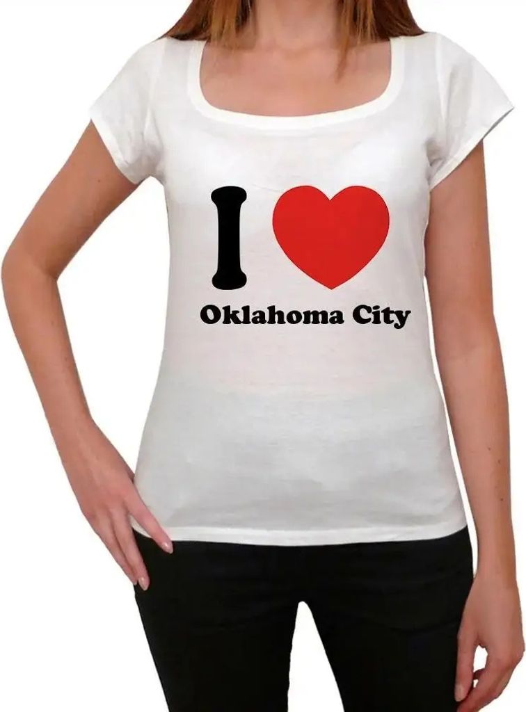 Damen Grafik T-Shirt Ich liebe Oklahoma City – I Love Oklahoma City – Öko-Verantwortlich Vintage Jahrgang Kurzarm Lustige Druck Geburtstag Ges...